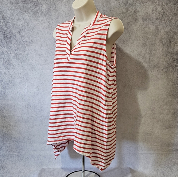 Chicos Sleeveless Striped V-Neck Relaxed Fit Tunic Slub Tank - Picture 6 of 10